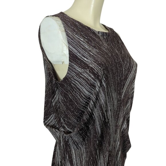Vivienne Tam Women’s Brown White Dress Size M Abstract Print Sleeveless Draped - Picture 8 of 16